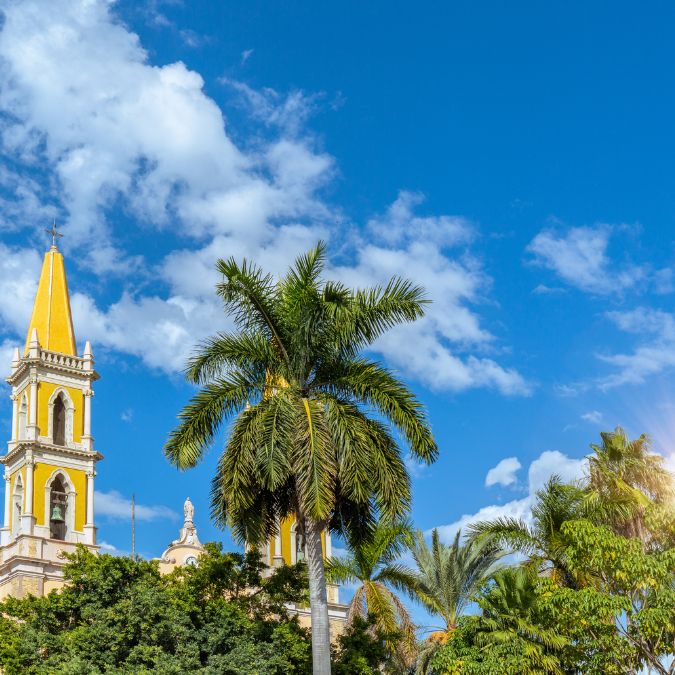 Mazatlan Cathedral from the Parque Republica