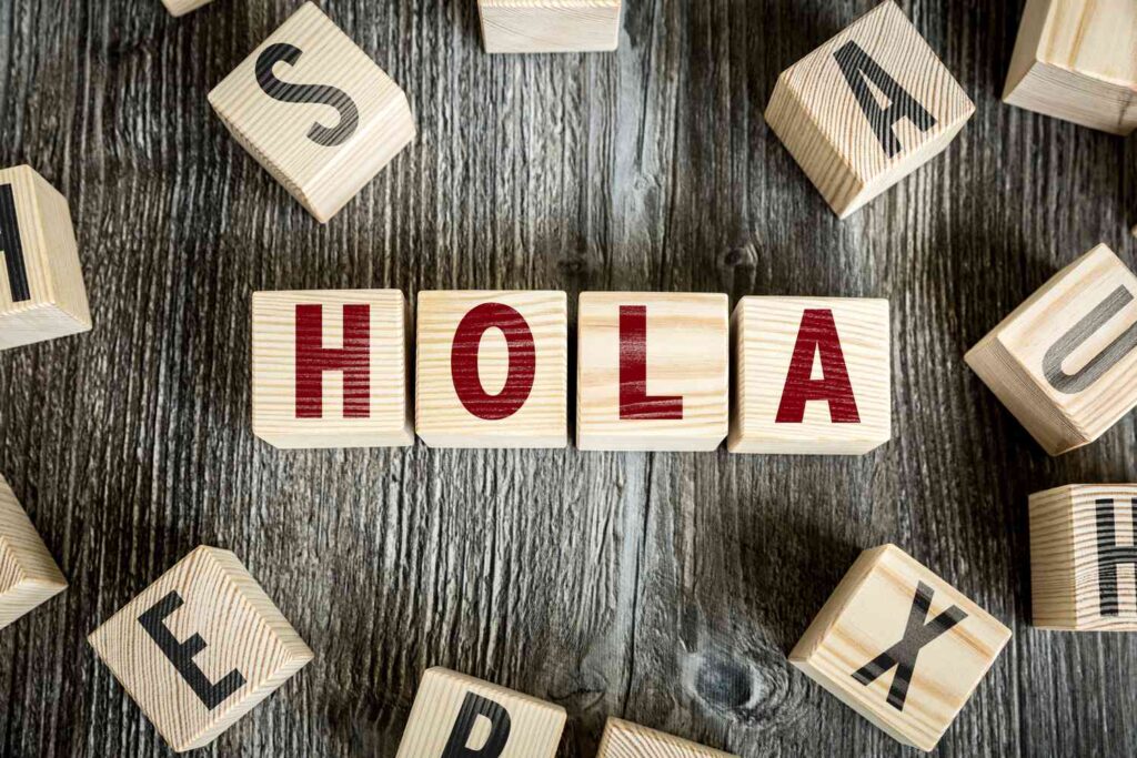 Image of the word HOLA in Spanish